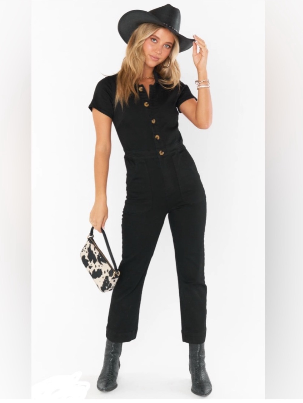 Show Me Your MuMu Emery Denim Jumpsuit Large in Pitch Black Coastal Cowgirl